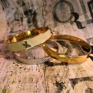 Vintage Monet Bangle & cream/gold Wimberly Bangle